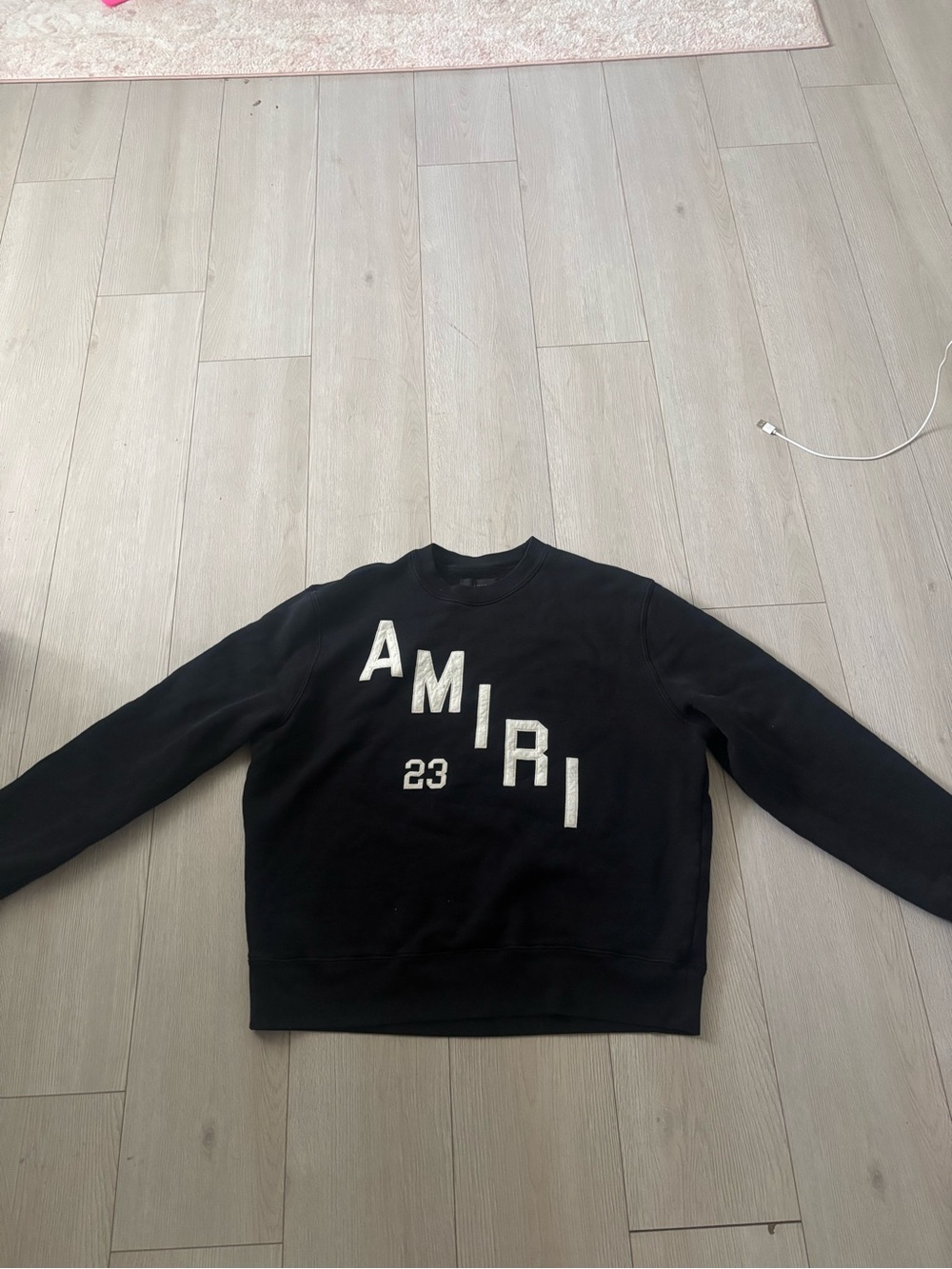 AMIRI Black Crewneck Sweatshirt with White Logo
